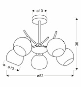 Lampa sufitowa AMOS ze szklanymi kloszami 5-punktowa do salonu