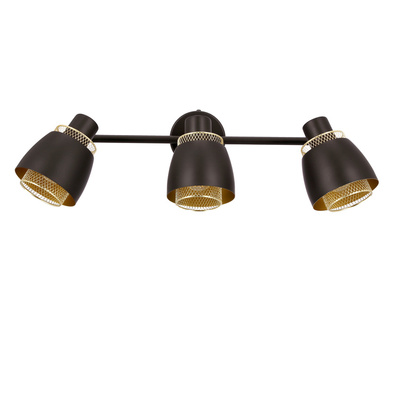 Aleksandria lampa sufitowa listwa 3x40w klosz czarny+złoty