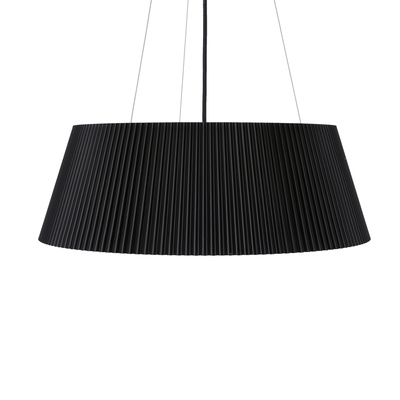 Lampa wisząca Umbria do salonu czarno-drewniana z kloszem LED 24W