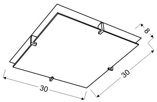 Plafon Fikus kwadratowy do salonu kuchni łazienki biało‑srebrny E27 29 cm