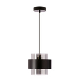 Lampa wisząca Spiega szklany klosz dymiony czarna do salonu E27 pojedyncza