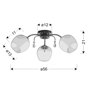 Lampa sufitowa Zachera ze szklanymi kloszami 3-punktowa do salonu