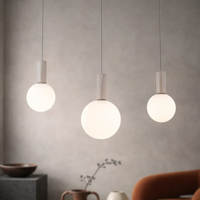 Lampa wisząca Testa beżowa klosze kule nad stół do jadalni 3xG9