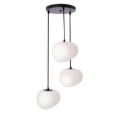 Lampa wisząca STONES w stylu Japandi - okrągła podstawa z akrylowymi kloszami 20 cm w kształcie kamienia - nowoczesne oświetlenie salonu 3x E27