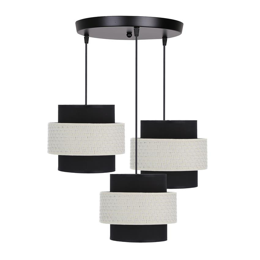 Lampa wisząca z abażurami Benta czarna potrójna do salonu nad stół