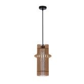 Lampa wisząca Eco pojedyncza z abażurem drewnianym do salonu 1xE27 srebrna